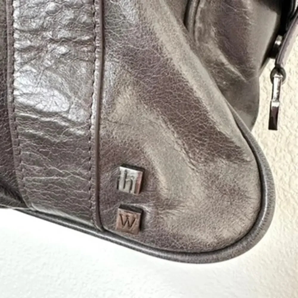 Helen Welsh Genuine Leather Shoulder‎ Bag - Pewter - Modern Classic Large Tote